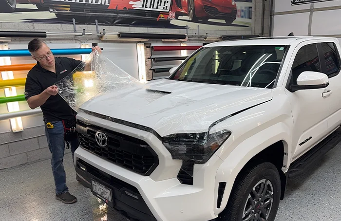 Toyota tacoma Xpel PPF application on hood